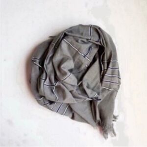 Fair Trade Tassel Blanket Scarf Gray Blue